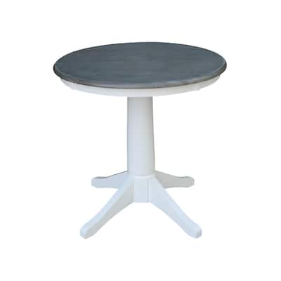 30" Round Top Pedestal Table - White/Heather Gray - N/A