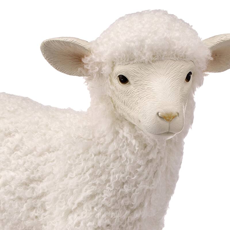 20.5" Resin With Faux Fur Standing Lamb