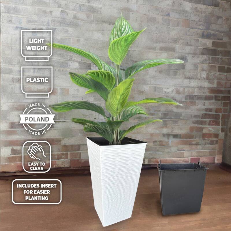 Lamela 22.4 in H Rectangular Plastic Modern Style Finezja Planter w/Removable Insert Shelf, Porch Planters, Flower Pot