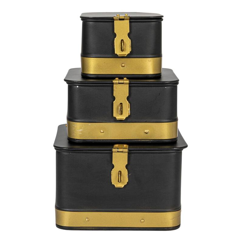 Decorative Metal Boxes with Lid, Set of 3