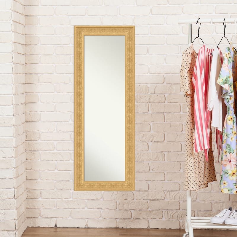 Trellis Non-Beveled Wood Framed Full-Length On the Door Mirror - Trellis Gold - Glass Size 14x48