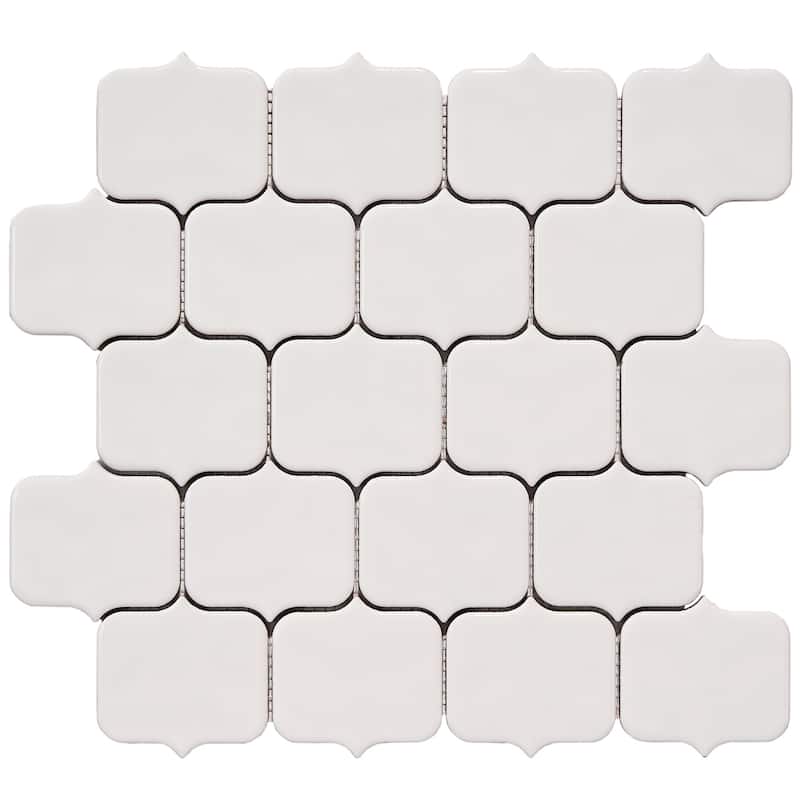 Modern Arabesque Glossy Porcelain Mosaic Tile - 5 sheets (3.90 sf) - White