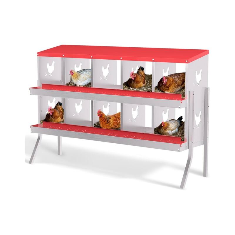 Chicken Nesting Box Nesting Boxes - Red 10-Hole  (with legs)