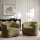 preview thumbnail 43 of 67, HULALA HOME Gema Modern Swivel Chenille Ergonomic Barrel Accent Chair with Solid Wood Legs Set of 2 Moss