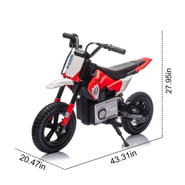 dimension image slide 0 of 4, High Power 24V Ride On Motocross Motorcycle for Kids 5-15, 200W Hub Motor, Rear Wheel Shock Absorber, Bluetooth, LED Lights