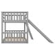 preview thumbnail 12 of 23, Twin over Twin Low Bunk Bed with Convertible Slide and Reversible Ladder, Grey - Space-Saving and Sturdy Wood Frame