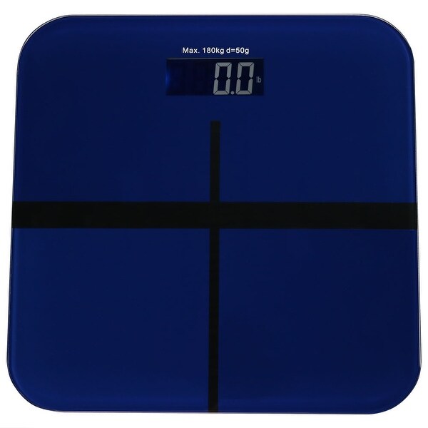 Sunnydaze Electronic Digital Glass Bathroom Scale with LCD Display - Blue