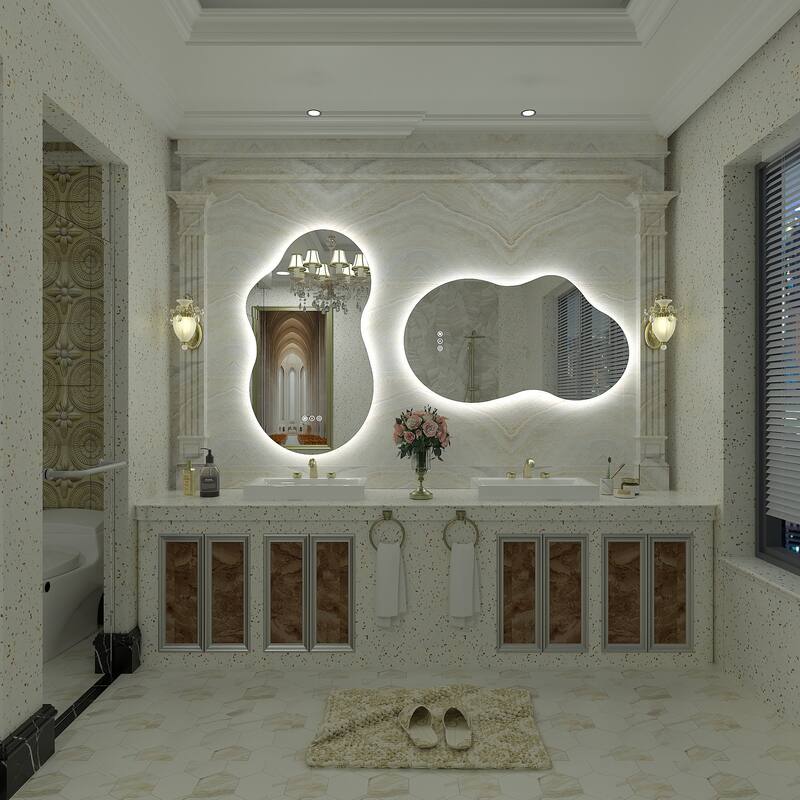 UL Certified Irregular LED Anti-fog Cloud-shaped Wall Bathroom Vanity Mirror