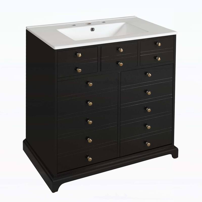 Freestanding Vanity Set with 2 Drawers& Soft Closing Doors