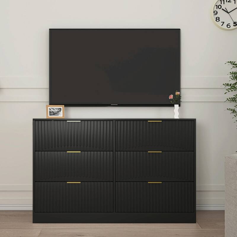 Modern 6-Drawer Dresser, Versatile Chest of Drawers for Bedroom, Living Room, Hallway, & Entryway