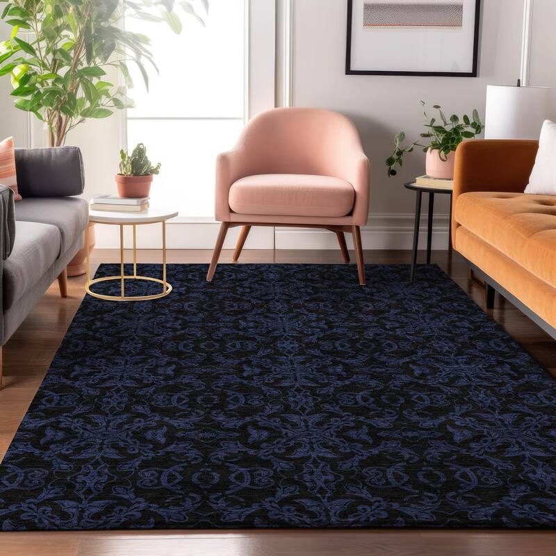 Premium Washable Super Soft Dark Traditional Mayfield Rug - Blue - 8' x 10'