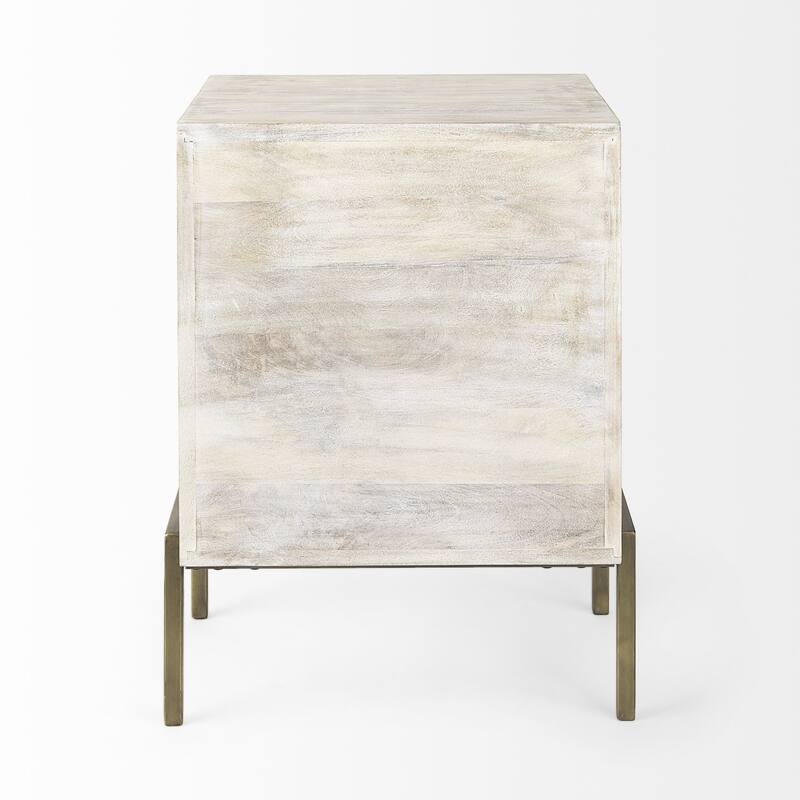 Rustic Weathered White and Gold Shadowbox Cabinet - 24" H x 22" W x 22" D