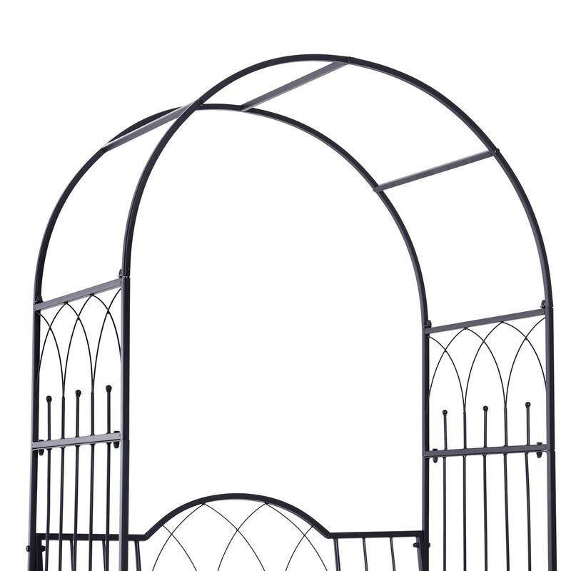 Outsunny 43" Metal Garden Arbor Arch with Bench Seat