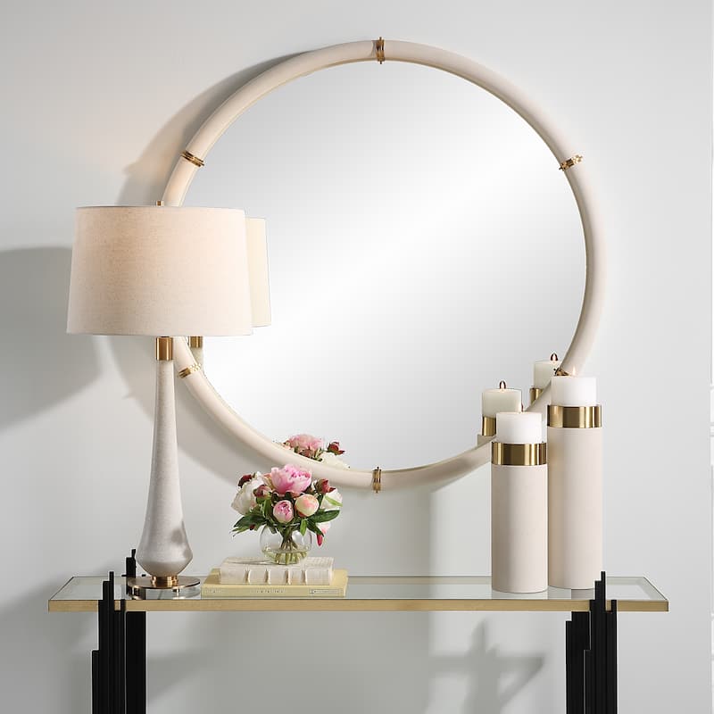Uttermost Cyprus White Round Mirror - 43"W x 43"H x 2.75"D