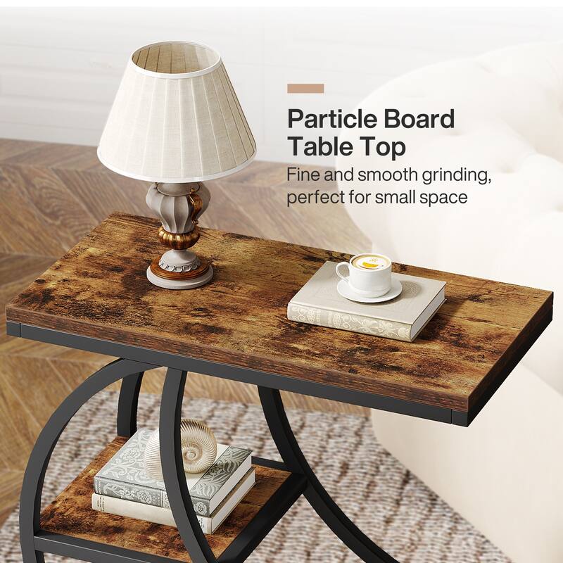 Industrial Crescent Frame End Table 3-Tier Side Table Living Room