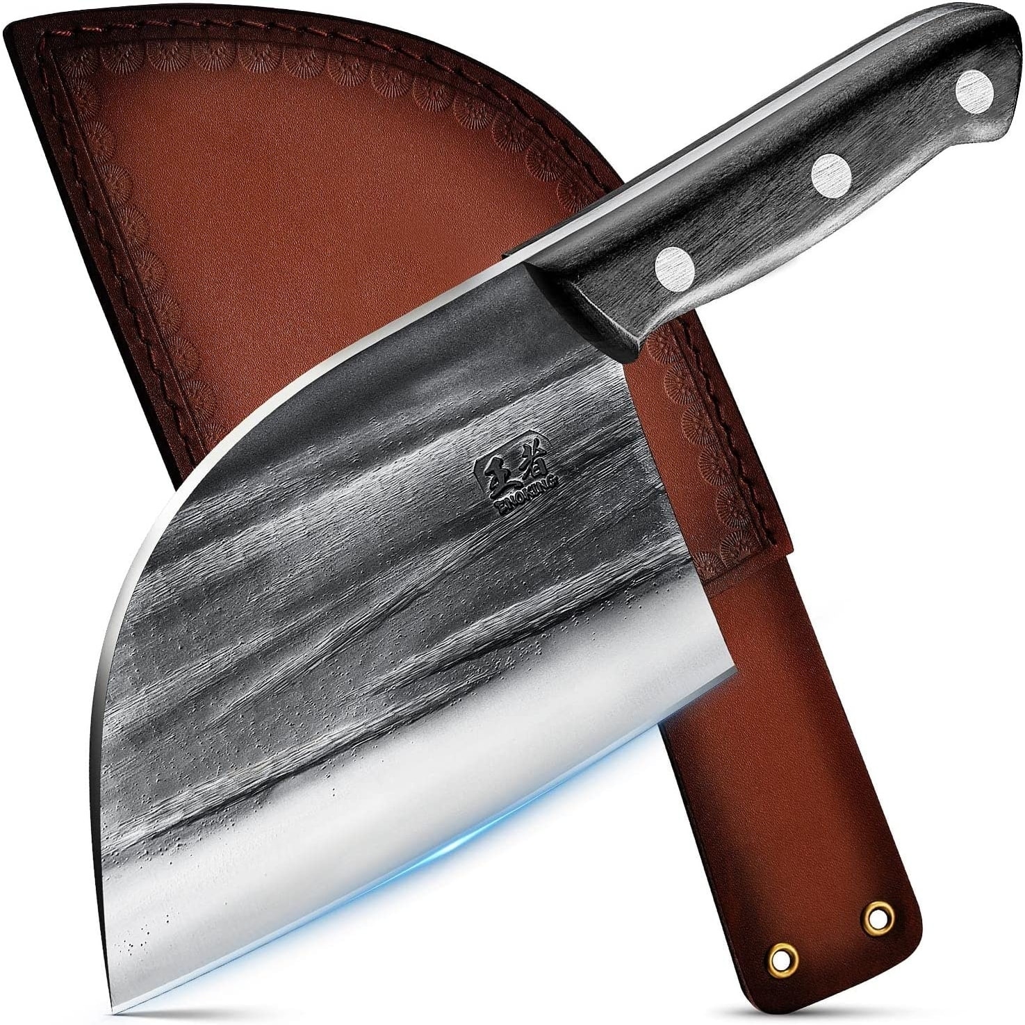 ENOKING Hand Forged Knife, 7 Inch Chef Knife, High Carbon Steel Meat Knife,  Super Sharp Blade, Ergonomic Wood Handle Kitchen Knife