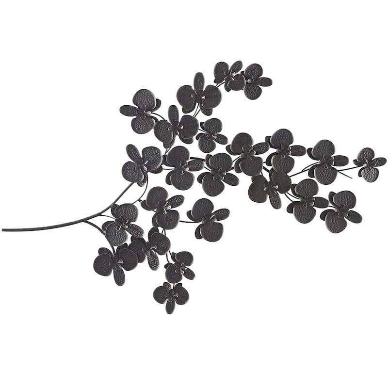 Metal Floral Orchid Home Wall Decor with Stem - Black or Gold - CosmoLiving by Cosmopolitan - Black - 36"W, 60"H
