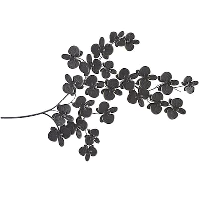 Metal Floral Orchid Home Wall Decor with Stem - Black or Gold - CosmoLiving by Cosmopolitan