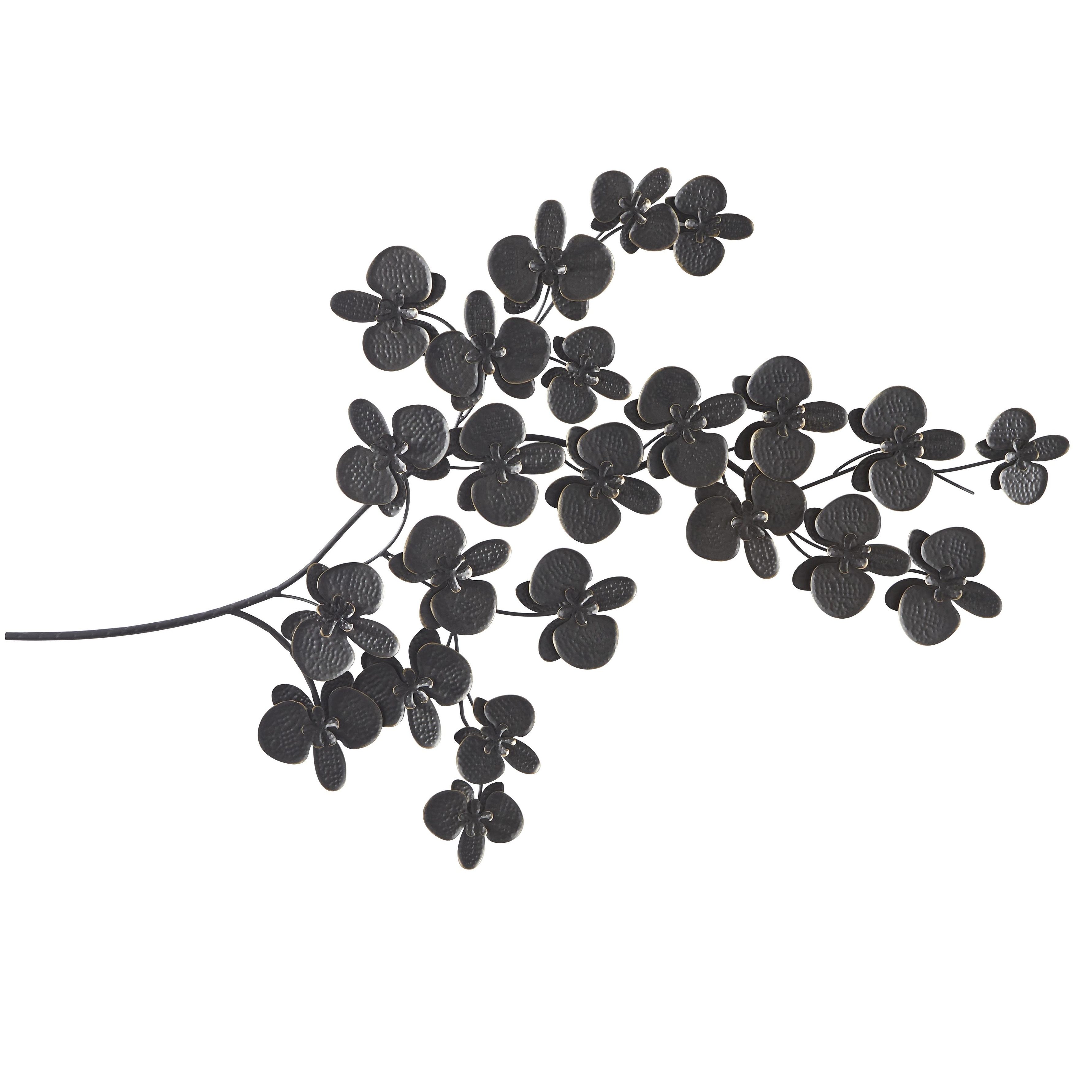 Metal Floral Orchid Home Wall Decor with Stem - Black or Gold - CosmoLiving by Cosmopolitan