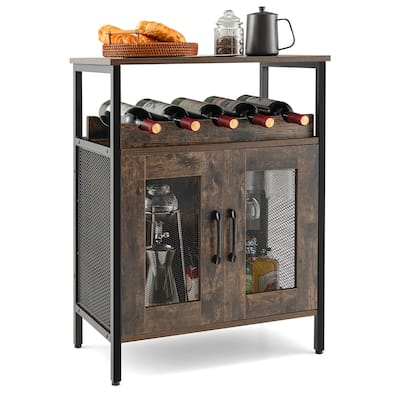 Gymax Industrial Liquor Bar Cabinet Buffet Sideboard Detachable Wine