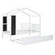preview thumbnail 19 of 41, Twin Size Solid Wood House Bed with Trundle, Fence and Writing Board for Kids, Boys and Girls, Bedroom