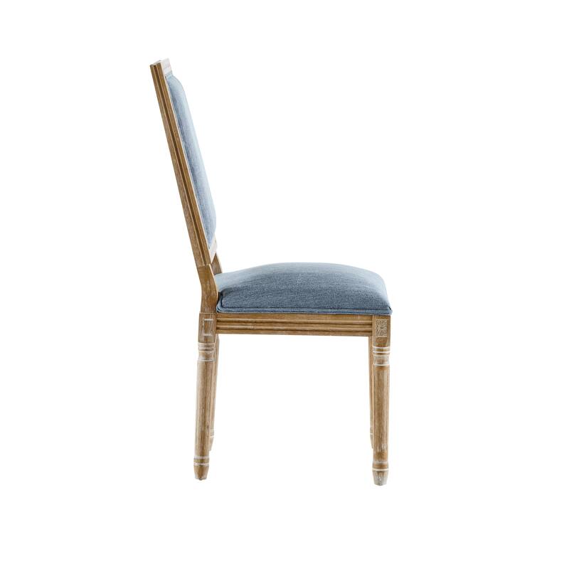 [Set of 2]Dining Chairs -Elegant Cane Backrest & Upholstered Seats with Fluted Legs -Rustic Weathered Finish -Rubberwood Frame