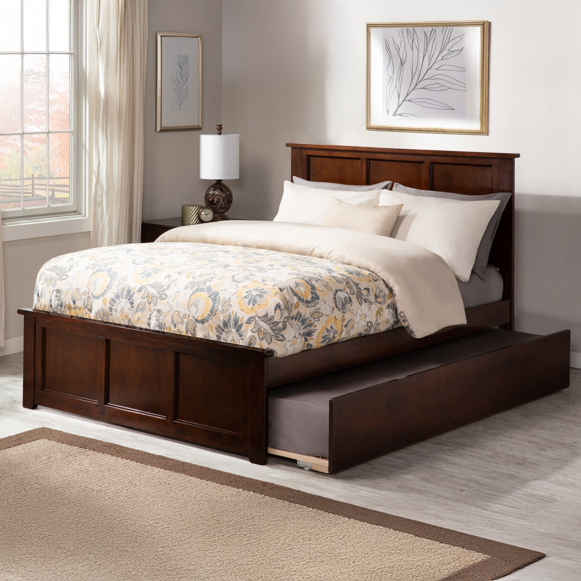 Madison Full Size Platform Bed with Matching Footboard & Full Trundle
