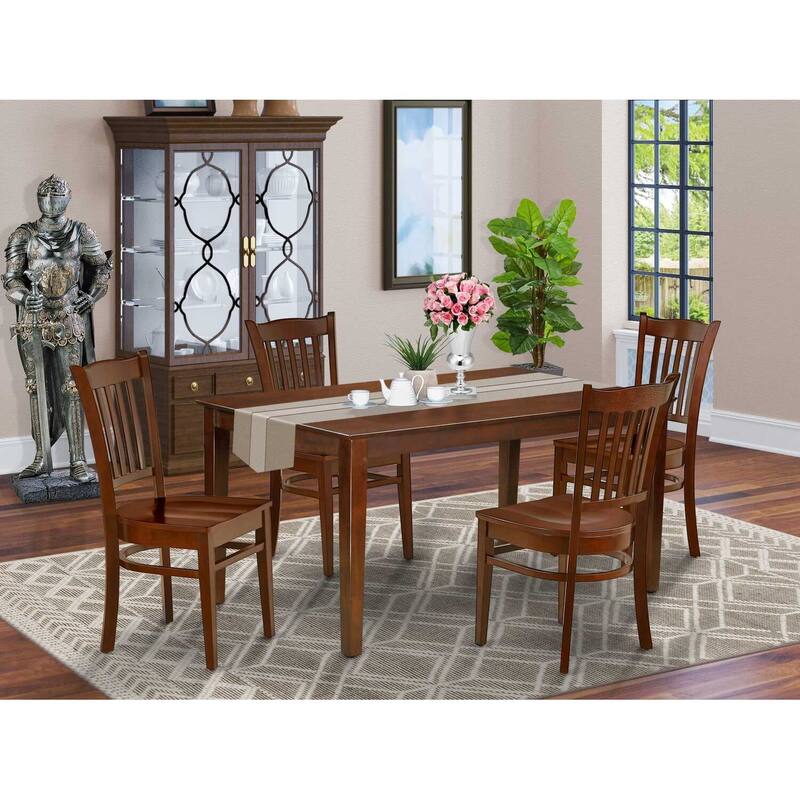 Rectangle Dining Table Set 5pc Wood Kitchen Table & Chairs - Modern Dinette Set