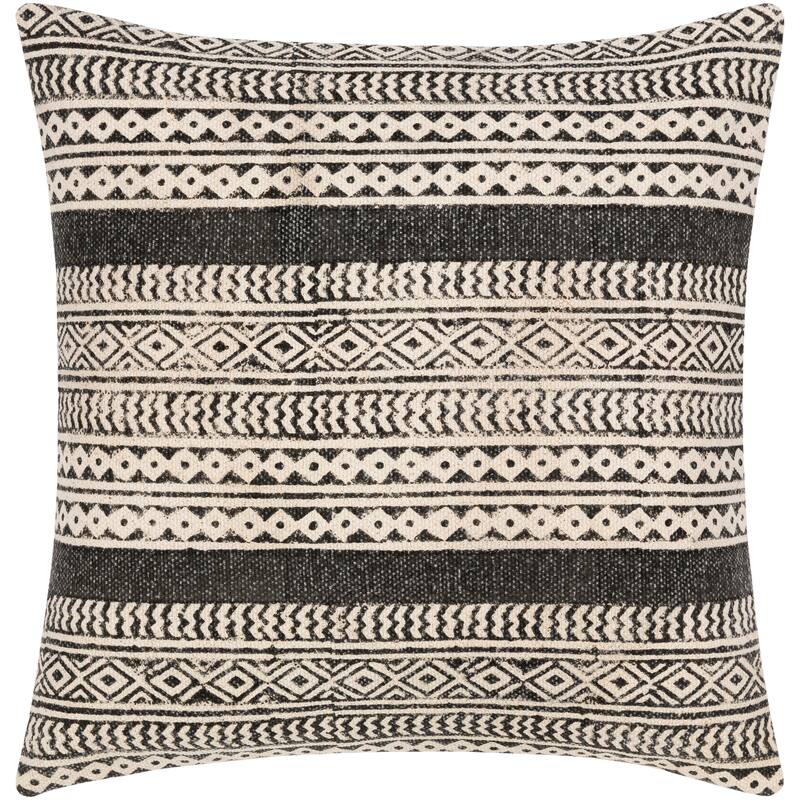 Josie Global Geometric Stripes Throw Pillow - 22"H x 22"W - Cover Only - Black