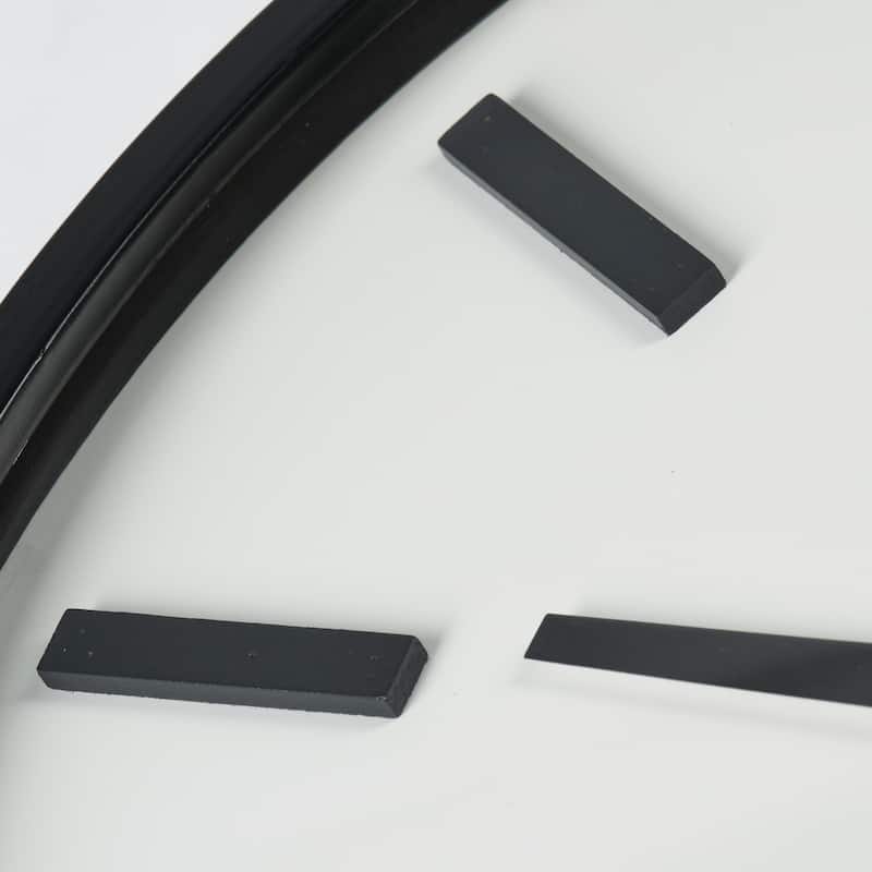 Derby 24" Round Black & White Metal Modern Wall Clock - 24.2"W x 2.3"D x 24.2"H