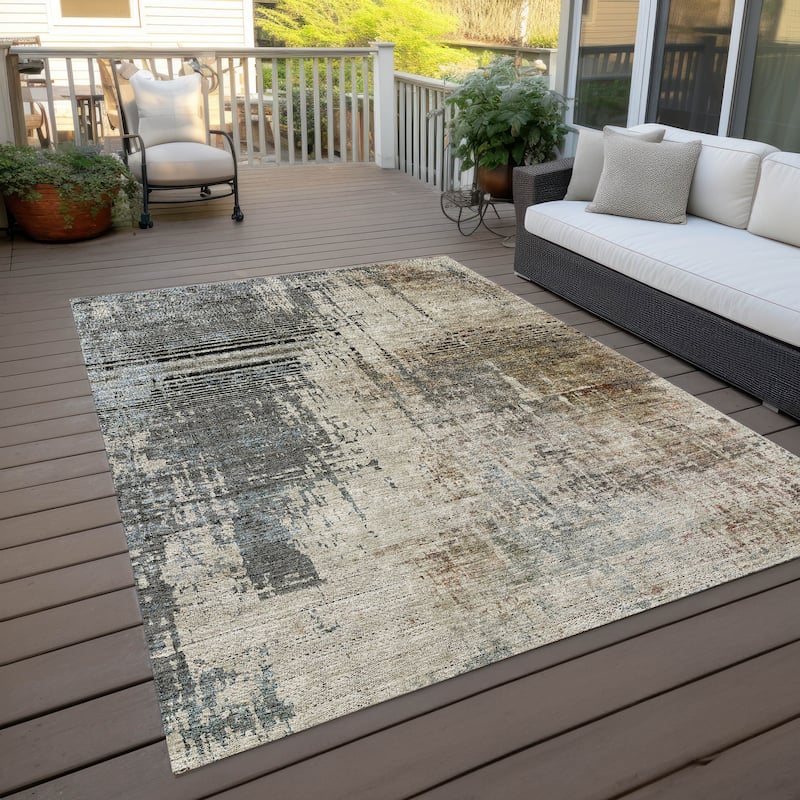 Machine Washable Indoor/ Outdoor Chantille Abstract Ombre Rug