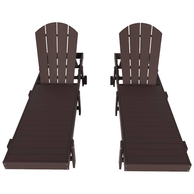 Polytrends Laguna Hdpe All Weather Outdoor Patio Pool Reclining Armless Chaise Lounge With Wheels (Set Of 2)