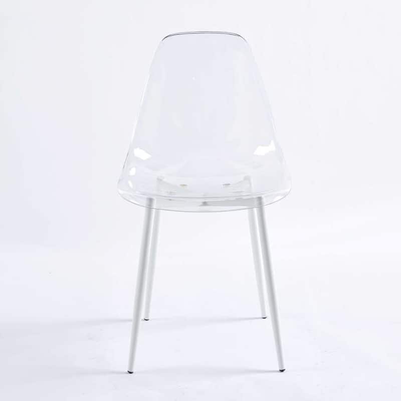 19.68 in.W Dining Chair Set of 4 Metal Leg Plastic Seat
