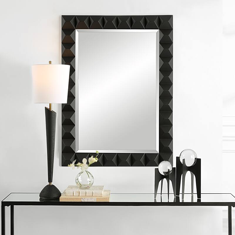 Uttermost Studded Black Mirror - 31.75"W x 43.25"H x 2"D