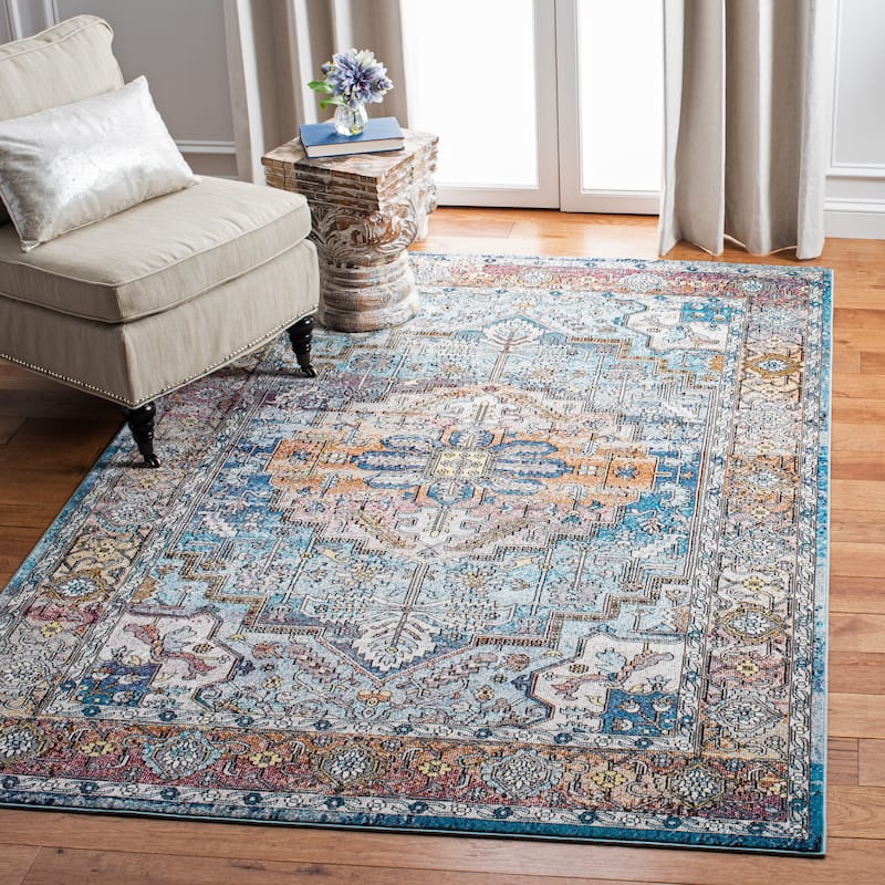 SAFAVIEH Aria Petja Vintage Oriental Medallion Rug - 5'1" x 7'3" - Turquoise/Light Orange