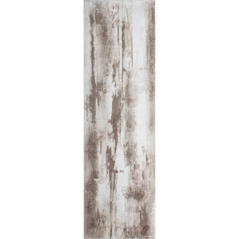 Noori Rug Lux Zara Abstract 2-Inch Shag Rug - 2'2" x 6'0" - Beige/Brown