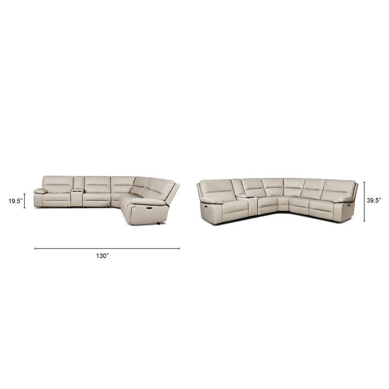 Malibu 130" 6-Piece Leather & Faux Leather Power Reclining Sectional