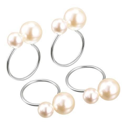 Napkin Rings, 4pcs 39mm ID Alloy Napkin Buckles(Silver Tone, White)