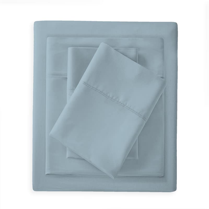 Purity Home 300TC Organic 100% Cotton Cool Crisp Percale Sheet Set - Blue - Full