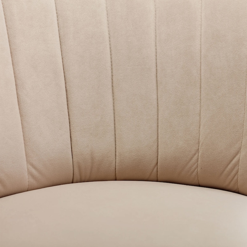 Beige Modern 25.2" Upholstered 360° Swivel Barrel Chair with Wide Upholstered and Sturdy Hardwood Frame