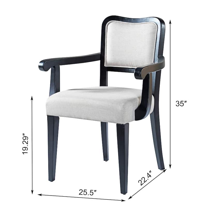 Dining Chairs Set of 2, Upholstered Solid Wood Dining Room Chairs, Traditional Fabric Kitchen Armchairs with Curved Back