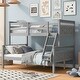 preview thumbnail 2 of 10, Twin over Full Bunk Bed Wood Frame Guardrail Bed with Ladder and Headboard & Footboard for Kids Teens