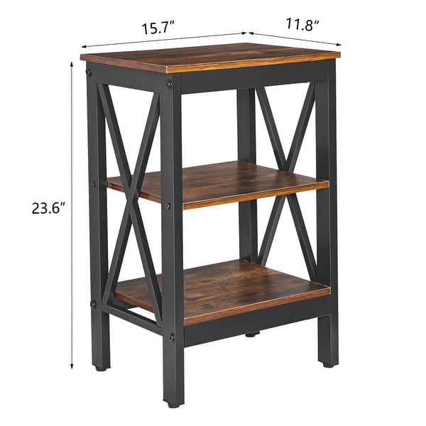 dimension image slide 0 of 6, Modern Nightstand with 3-Tier Storage Shelves A Variety of Colors Are Available for Living Room, Bedroom Entrance End Table