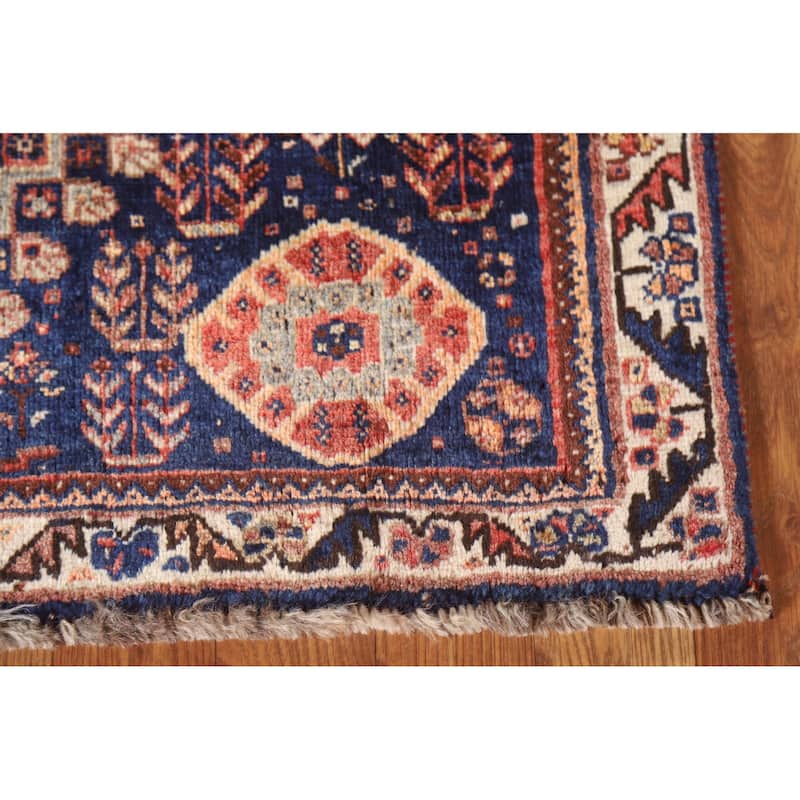 Vegetable Dye Shiraz Persian Vintage Rug Handmade Wool Carpet - 3'6"x 4'6"