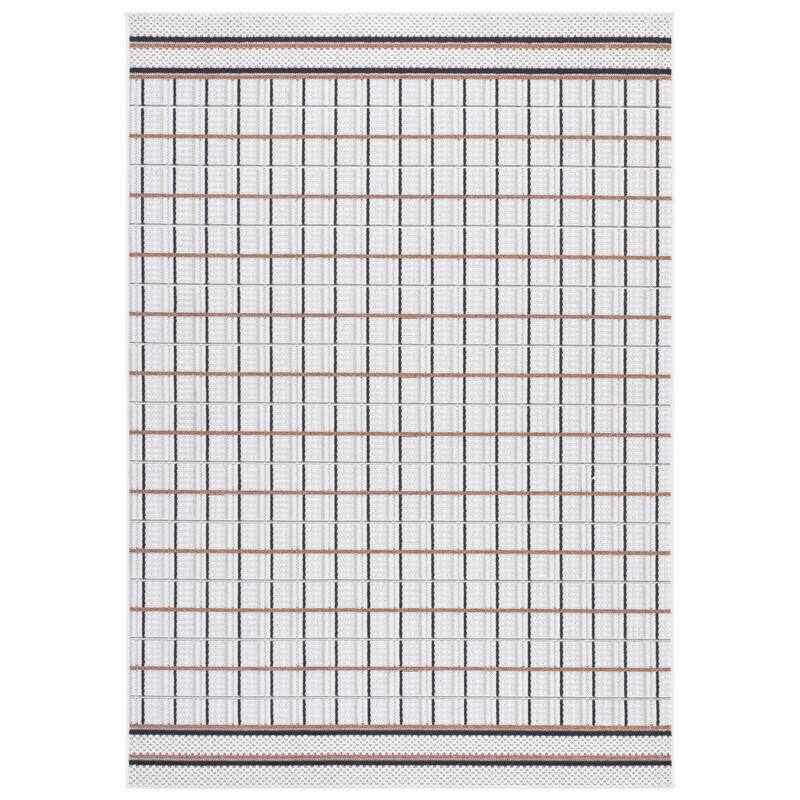 SAFAVIEH Veranda Tiziana Washable Indoor/Outdoor Rug - Weather Resistant & Easy Cleaning - 5'3" x 7'6" - Ivory/Beige