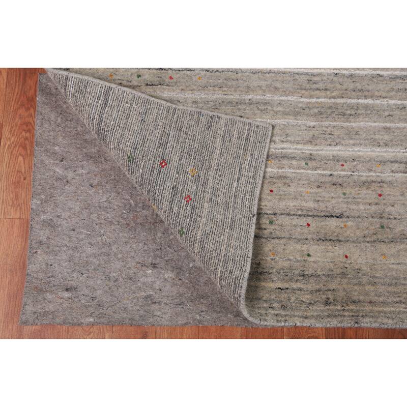 Striped Gabbeh Indian Area Rug Tribal Handmade Wool Carpet - 9'1" x 11'9"