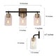 preview thumbnail 7 of 11, Modern 3/4-Light Black Gold Linear Bathroom Vanity Light Cylinder Glass Wall Sconces