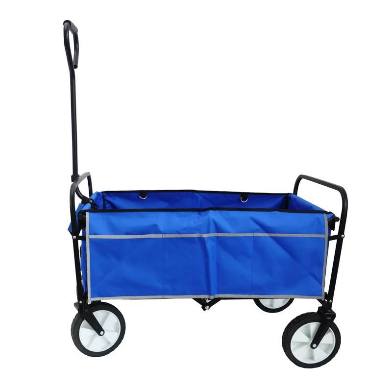 Heavy-Duty Folding Wagon with Large Storage, 600D Fabric, Adjustable Handle, Reflective Safety Straps