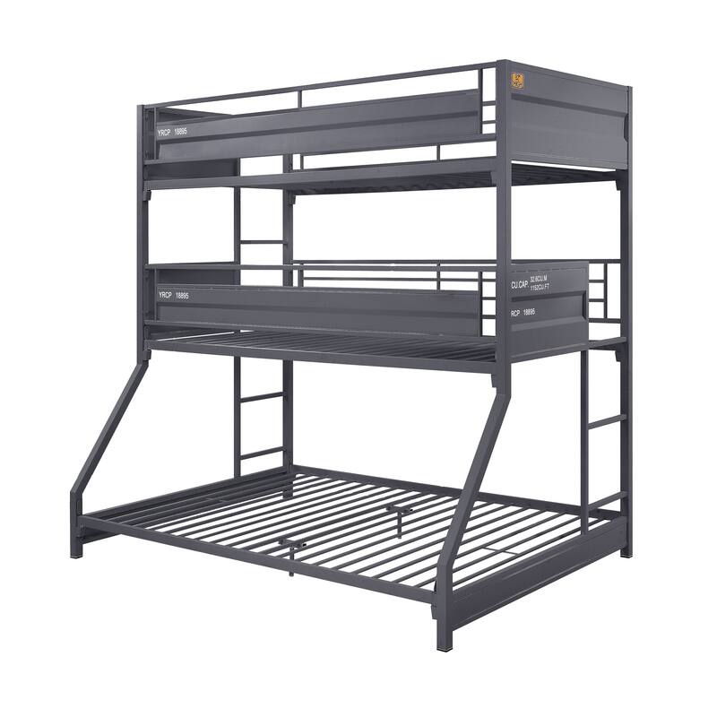 Kamloops Gunmetal Twin over Twin over Full Triple Bunk Bed