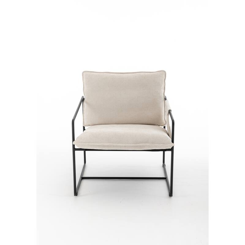 Woven Velvet Armchair (2-Pack) Metal Frame with Crushed Foam Cushions and Arm Pockets（350lb Capacity）